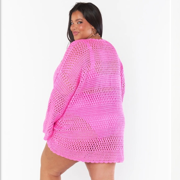 NWT Show Me Your MuMu Soldout Limited Edition Paula Crochet Pullover 3x Hot Pink - Picture 5 of 6